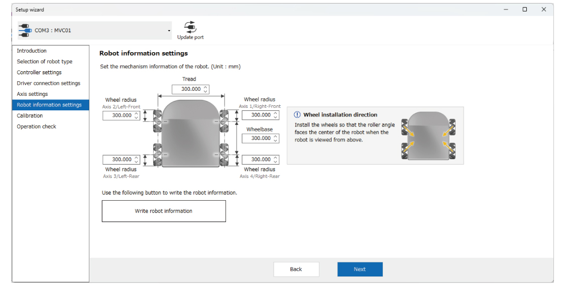 Robot Information Settings