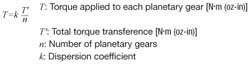 Torque Applied to Planetary Gear Formula